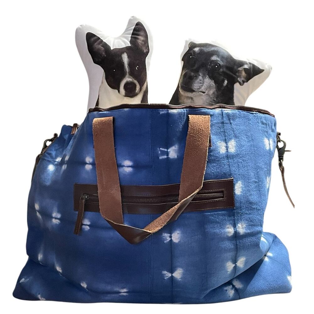 lovestitch shibori indigo weekender Bag. Very large and very cool - Picture 3 of 11